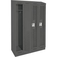 Clean Line Lockers, Bank of 4, 48" x 18" x 82", Steel, Charcoal, Rivet (Assembled), Perforated Superchem Industries