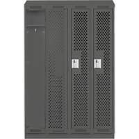 Clean Line Lockers, Bank of 4, 48" x 18" x 82", Steel, Charcoal, Rivet (Assembled), Perforated Superchem Industries