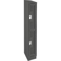 Clean Line Lockers, 2 -tier, 12" x 18" x 82", Steel, Charcoal, Rivet (Assembled), Perforated Superchem Industries