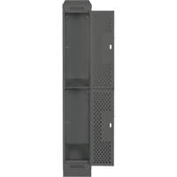 Clean Line Lockers, 2 -tier, 12" x 18" x 82", Steel, Charcoal, Rivet (Assembled), Perforated Superchem Industries