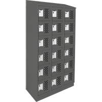 Clean-Line Perforated Lockerette, 6 -tier, Bank of 3, 15" x 72" x 12", Steel Superchem Industries