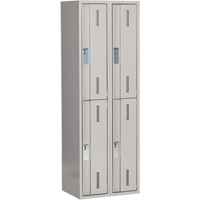 Concorde Heavy-Duty Lockers, 2 -tier, Bank of 2, 24" x 18" x 72", Steel, Grey, Welded (Assembled) Superchem Industries