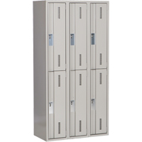 Concorde Heavy-Duty Lockers, 2 -tier, Bank of 3, 36" x 18" x 72", Steel, Grey, Welded (Assembled) Superchem Industries