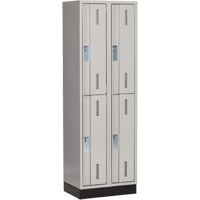Concorde Heavy-Duty Lockers, 2 -tier, Bank of 2, 24" x 18" x 76", Steel, Grey, Welded (Assembled) Superchem Industries