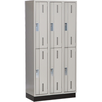 Concorde Heavy-Duty Lockers, 2 -tier, Bank of 3, 36" x 18" x 76", Steel, Grey, Welded (Assembled) Superchem Industries