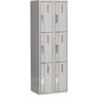 Concorde Heavy-Duty Lockers, 3 -tier, Bank of 2, 24" x 18" x 72", Steel, Grey, Welded (Assembled) Superchem Industries