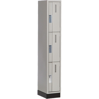 Concorde Heavy-Duty Lockers, 3 -tier, 12" x 18" x 76", Steel, Grey, Welded (Assembled) Superchem Industries