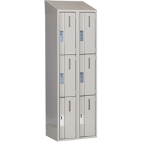 Concorde Heavy-Duty Lockers, 3 -tier, Bank of 2, 24" x 18" x 78", Steel, Grey, Welded (Assembled) Superchem Industries