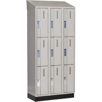 Concorde Heavy-Duty Lockers, 3 -tier, Bank of 3, 36" x 18" x 82", Steel, Grey, Welded (Assembled) Superchem Industries