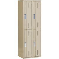 Concorde Heavy-Duty Lockers, 2 -tier, Bank of 2, 24" x 18" x 72", Steel, Beige, Welded (Assembled) Superchem Industries