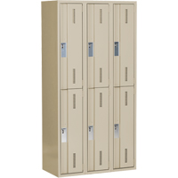 Concorde Heavy-Duty Lockers, 2 -tier, Bank of 3, 36" x 18" x 72", Steel, Beige, Welded (Assembled) Superchem Industries