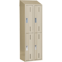 Concorde Heavy-Duty Lockers, 2 -tier, Bank of 2, 24" x 18" x 78", Steel, Beige, Welded (Assembled) Superchem Industries