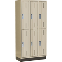 Concorde Heavy-Duty Lockers, 2 -tier, Bank of 3, 36" x 18" x 76", Steel, Beige, Welded (Assembled) Superchem Industries