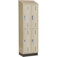 Concorde Heavy-Duty Lockers, 2 -tier, Bank of 2, 24" x 18" x 82", Steel, Beige, Welded (Assembled) Superchem Industries