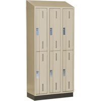 Concorde Heavy-Duty Lockers, 2 -tier, Bank of 3, 36" x 18" x 82", Steel, Beige, Welded (Assembled) Superchem Industries