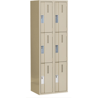 Concorde Heavy-Duty Lockers, 3 -tier, Bank of 2, 24" x 18" x 72", Steel, Beige, Welded (Assembled) Superchem Industries