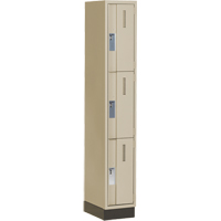 Concorde Heavy-Duty Lockers, 3 -tier, 12" x 18" x 76", Steel, Beige, Welded (Assembled) Superchem Industries