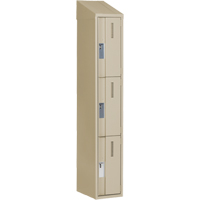 Concorde Heavy-Duty Lockers, 3 -tier, 12" x 18" x 78", Steel, Beige, Welded (Assembled) Superchem Industries