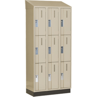 Concorde Heavy-Duty Lockers, 3 -tier, Bank of 3, 36" x 18" x 82", Steel, Beige, Welded (Assembled) Superchem Industries