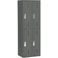 Concorde Heavy-Duty Lockers, 2 -tier, Bank of 2, 24" x 18" x 72", Steel, Charcoal, Welded (Assembled) Superchem Industries