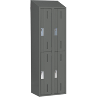 Concorde Heavy-Duty Lockers, 2 -tier, Bank of 2, 24" x 18" x 78", Steel, Charcoal, Welded (Assembled) Superchem Industries