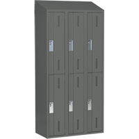 Concorde Heavy-Duty Lockers, 2 -tier, Bank of 3, 36" x 18" x 78", Steel, Charcoal, Welded (Assembled) Superchem Industries