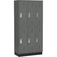 Concorde Heavy-Duty Lockers, 2 -tier, Bank of 3, 36" x 18" x 76", Steel, Charcoal, Welded (Assembled) Superchem Industries