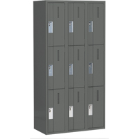Concorde Heavy-Duty Lockers, 3 -tier, Bank of 3, 36" x 18" x 72", Steel, Charcoal, Welded (Assembled) Superchem Industries