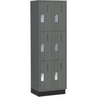 Concorde Heavy-Duty Lockers, 3 -tier, Bank of 2, 24" x 18" x 76", Steel, Charcoal, Welded (Assembled) Superchem Industries
