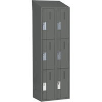 Concorde Heavy-Duty Lockers, 3 -tier, Bank of 2, 24" x 18" x 78", Steel, Charcoal, Welded (Assembled) Superchem Industries