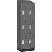 Concorde Heavy-Duty Lockers, 3 -tier, Bank of 2, 24" x 18" x 82", Steel, Charcoal, Welded (Assembled) Superchem Industries