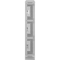 Clean Line Lockers, 3 -tier, 12" x 12" x 72", Steel, Grey, Rivet (Assembled), Perforated Superchem Industries