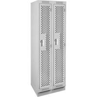 Clean Line Lockers, Bank of 2, 24" x 18" x 76", Steel, Grey, Rivet (Assembled), Perforated Superchem Industries