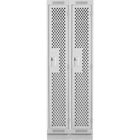 Clean Line Lockers, Bank of 2, 24" x 18" x 76", Steel, Grey, Rivet (Assembled), Perforated Superchem Industries