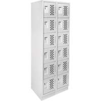 Assembled Lockerettes Clean Line Perforated Economy Lockers, 6 -tier, Bank of 2, 18" x 72" x 12", Steel Superchem Industries