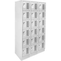 Assembled Lockerettes Clean Line Perforated Economy Lockers, 6 -tier, Bank of 3, 18" x 72" x 12", Steel Superchem Industries