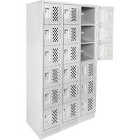 Assembled Lockerettes Clean Line Perforated Economy Lockers, 6 -tier, Bank of 3, 18" x 72" x 12", Steel Superchem Industries