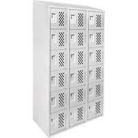 Clean-Line Perforated Lockerette, 6 -tier, Bank of 3, 15" x 72" x 12", Steel Superchem Industries