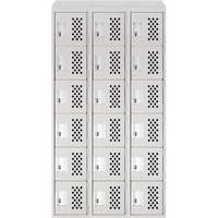 Clean-Line Perforated Lockerette, 6 -tier, Bank of 3, 15" x 72" x 12", Steel Superchem Industries