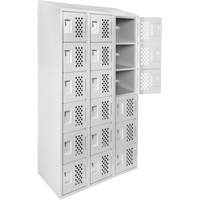 Clean-Line Perforated Lockerette, 6 -tier, Bank of 3, 15" x 72" x 12", Steel Superchem Industries