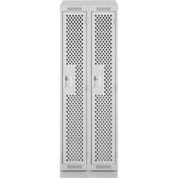 Clean Line Lockers, Bank of 2, 24" x 15" x 82", Steel, Grey, Rivet (Assembled), Perforated Superchem Industries