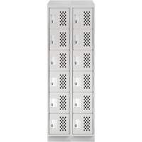 Clean-Line Perforated Lockerette, 6 -tier, Bank of 2, 15" x 72" x 12", Steel Superchem Industries