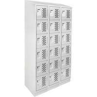 Clean-Line Perforated Lockerette, 6 -tier, Bank of 3, 15" x 72" x 12", Steel Superchem Industries