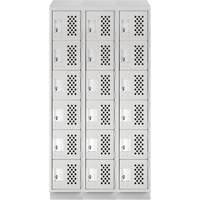 Clean-Line Perforated Lockerette, 6 -tier, Bank of 3, 15" x 72" x 12", Steel Superchem Industries