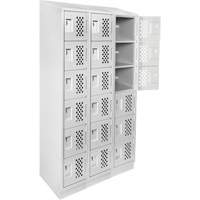 Clean-Line Perforated Lockerette, 6 -tier, Bank of 3, 15" x 72" x 12", Steel Superchem Industries