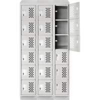 Clean-Line Perforated Lockerette, 6 -tier, Bank of 3, 15" x 72" x 12", Steel Superchem Industries