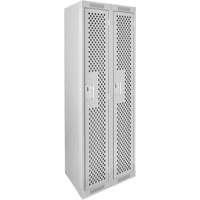 Clean Line Lockers, 2 -tier, 12" x 12" x 72", Steel, Grey, Rivet (Assembled), Perforated Superchem Industries
