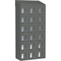 Concorde Heavy-Duty Lockers, 6 -tier, Bank of 3, 36" x 18" x 78", Steel, Charcoal, Welded (Assembled) Superchem Industries