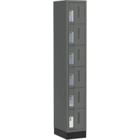 Concorde Heavy-Duty Lockers, 6 -tier, 12" x 18" x 76", Steel, Charcoal, Welded (Assembled) Superchem Industries