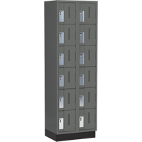 Concorde Heavy-Duty Lockers, 6 -tier, Bank of 2, 24" x 18" x 76", Steel, Charcoal, Welded (Assembled) Superchem Industries